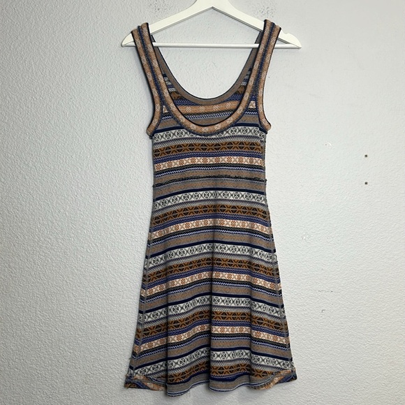 Free People Women’s Size XSmall Nordic Fair Isle Sweater Tank Dress Mini Short - Picture 3 of 16